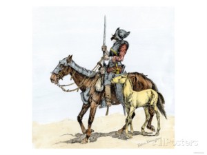 spanish-conquistador-on-a-horse-with-foal-the-origin-of-the-horse-in-colonial-america